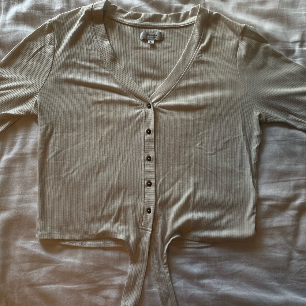White Button Short Sleeve with Tie